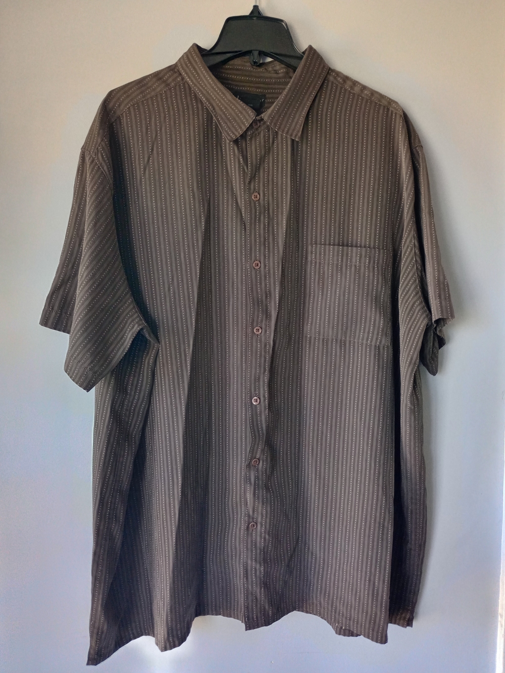 J. Ferrar Dark Brown 3XL Pinstripe Short Sleeve Button Shirt Casual Relaxed Norm